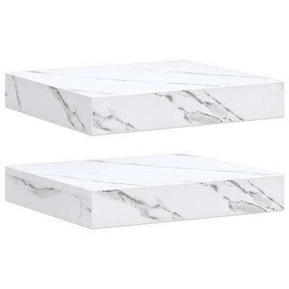 Wandplank 2 pcs Wit Marmer 23 x 23,5 x 4 cm Bewerkt hout