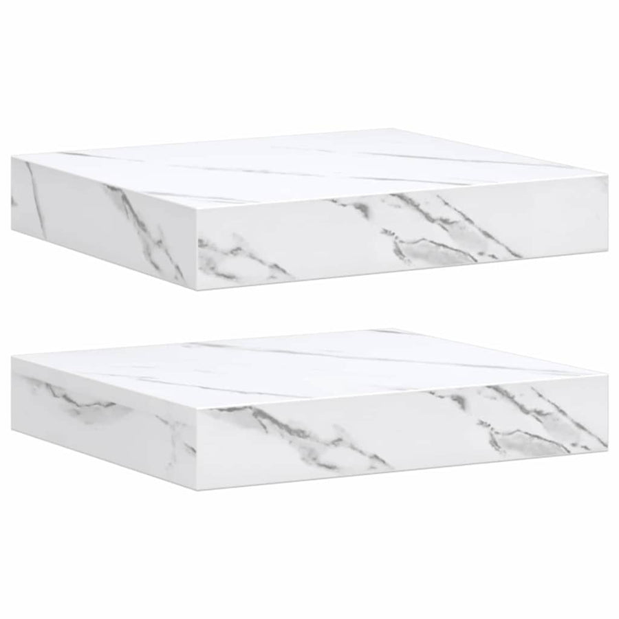 Wandplank 2 pcs Wit Marmer 23 x 23,5 x 4 cm Bewerkt hout