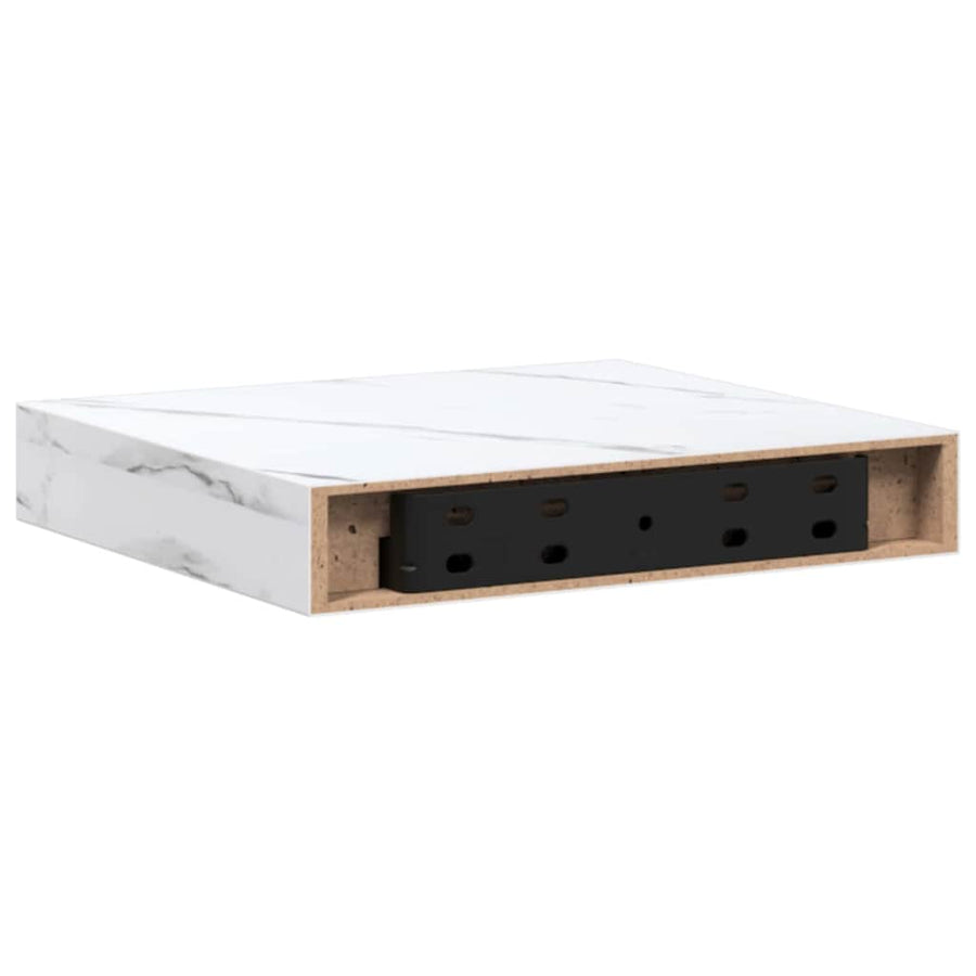 Wandplank 2 pcs Wit Marmer 23 x 23,5 x 4 cm Bewerkt hout