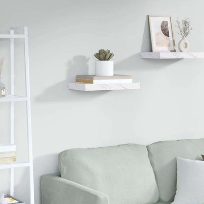 Wandplank met opslag Wit Marmer 40 x 23,5 x 4 cm Bewerkt hout