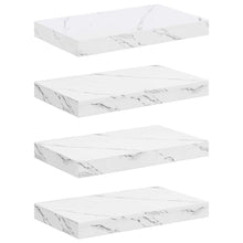Wandplank 4 pcs Wit Marmer 40 x 23,5 x 4 cm Bewerkt hout
