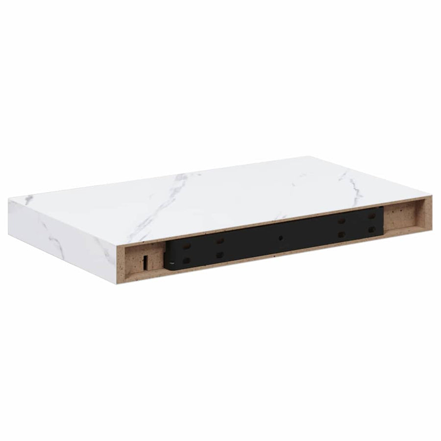 Wandplank 4 pcs Wit Marmer 40 x 23,5 x 4 cm Bewerkt hout