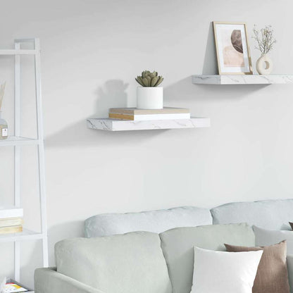 Wandplank Wandgemonteerd Wit Marmer 50 x 23 x 4 cm Bewerkt hout