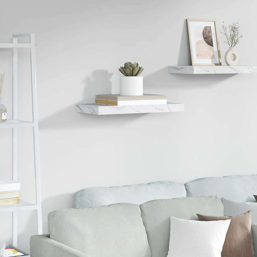 Wandplank Wandgemonteerd Wit Marmer 50 x 23 x 4 cm Bewerkt hout