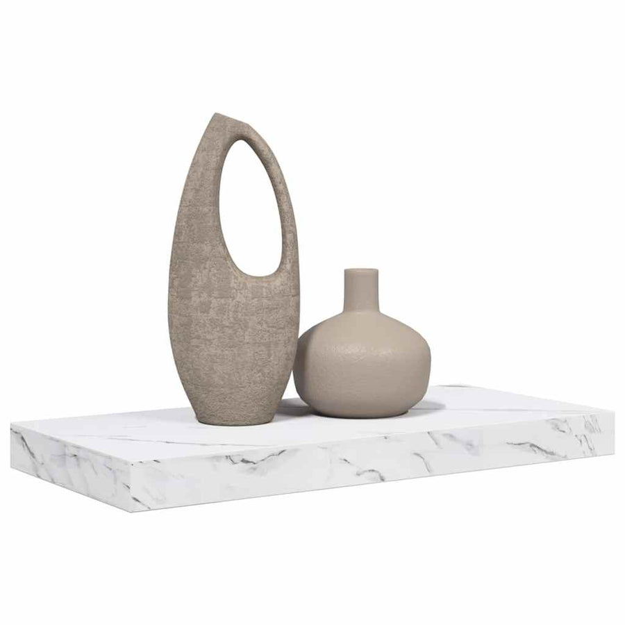 Wandplank Wandgemonteerd Wit Marmer 50 x 23 x 4 cm Bewerkt hout