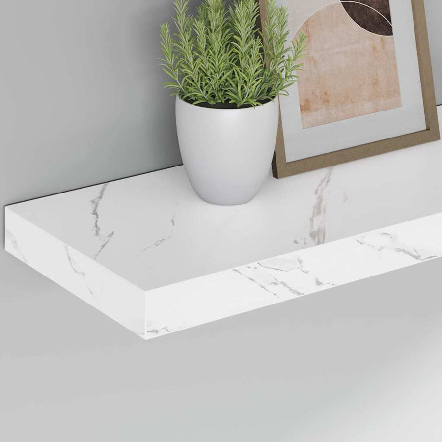 Wandplank 4 pcs Wit Marmer 50 x 23,5 x 4 cm Bewerkt hout
