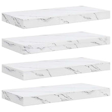 Wandplank 4 pcs Wit Marmer 50 x 23,5 x 4 cm Bewerkt hout