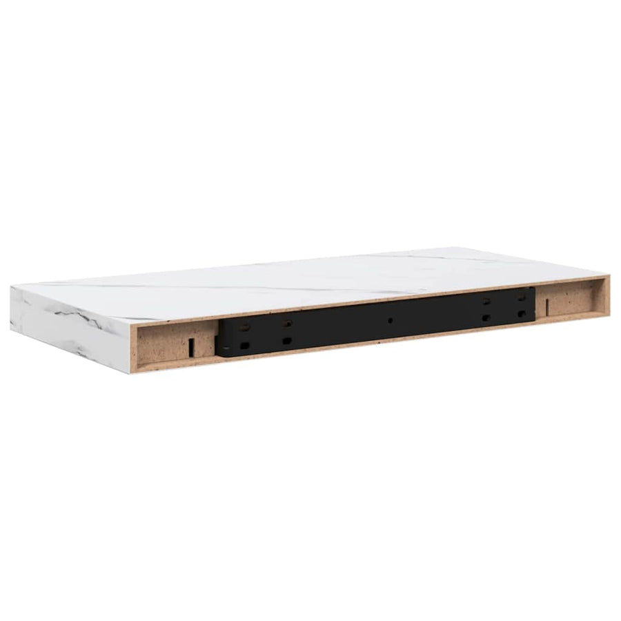 Wandplank 4 pcs Wit Marmer 50 x 23,5 x 4 cm Bewerkt hout