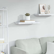 Wandplank 50x23x4 cm bewerkt hout wit marmer