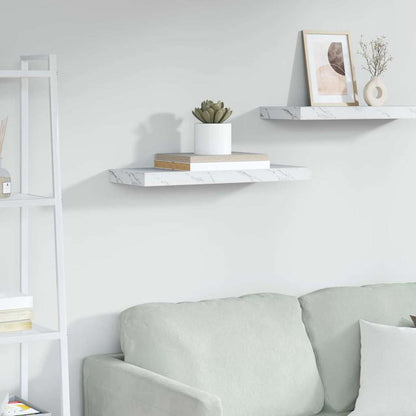 Wandplank Wandgemonteerd Wit Marmer 50 x 23 x 4 cm Bewerkt hout