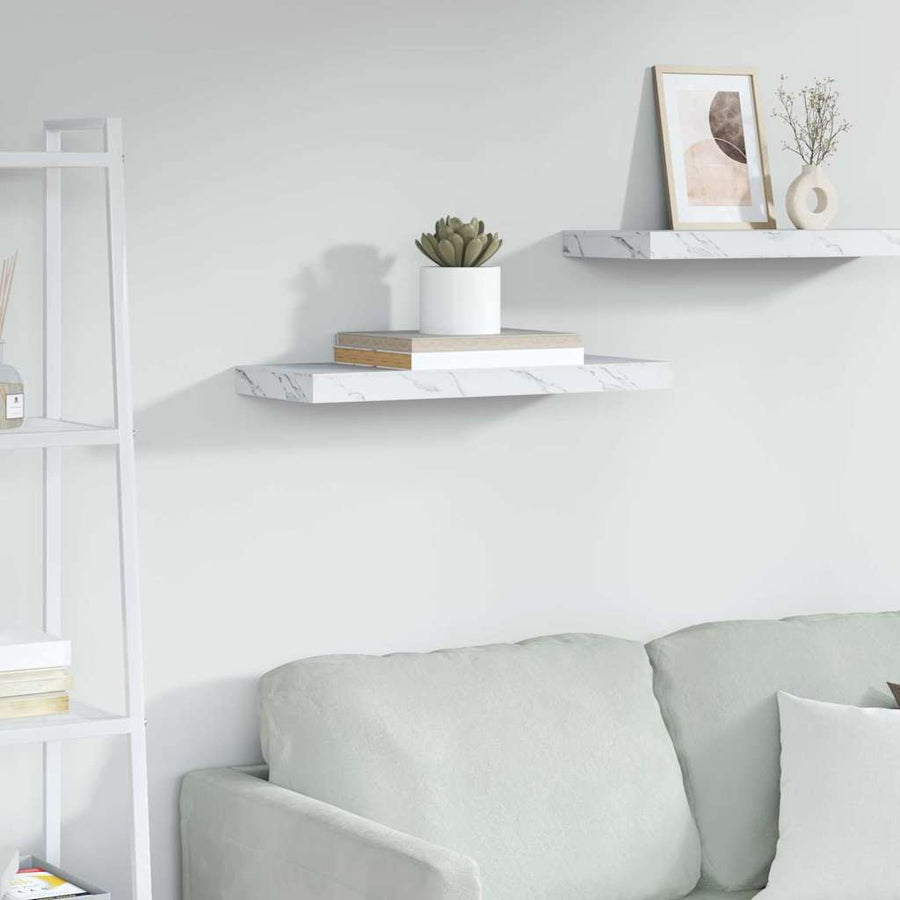Wandplank Wandgemonteerd Wit Marmer 50 x 23 x 4 cm Bewerkt hout