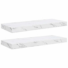 Wandplank 2 pcs Wit Marmer 60 x 23,5 x 4 cm Bewerkt hout