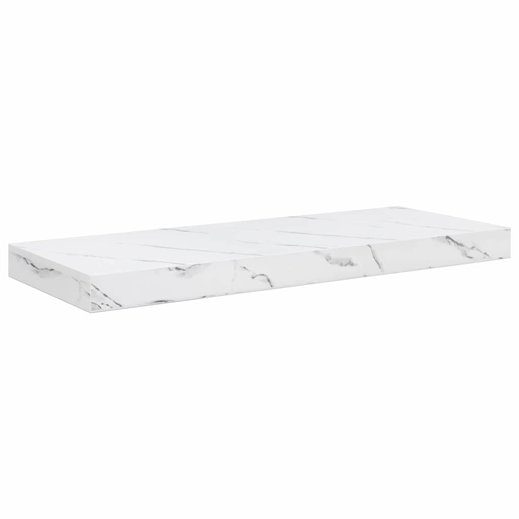 Wandplank 2 pcs Wit Marmer 60 x 23,5 x 4 cm Bewerkt hout