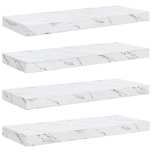 Wandplank 4 pcs Wit Marmer 50 x 23 x 4 cm Bewerkt hout