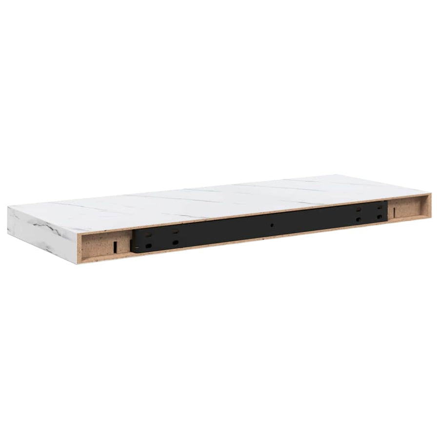 Wandplank 4 pcs Wit Marmer 50 x 23 x 4 cm Bewerkt hout