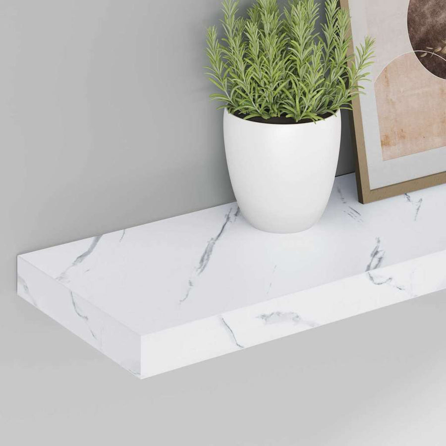 Wandplank 2 pcs Wit Marmer 80 x 23,5 x 4 cm Bewerkt hout