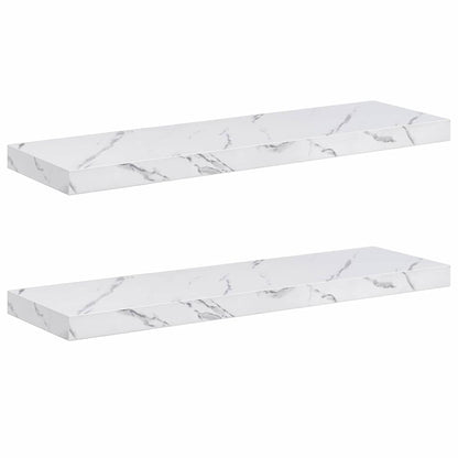 Wandplank 2 pcs Wit Marmer 80 x 23,5 x 4 cm Bewerkt hout