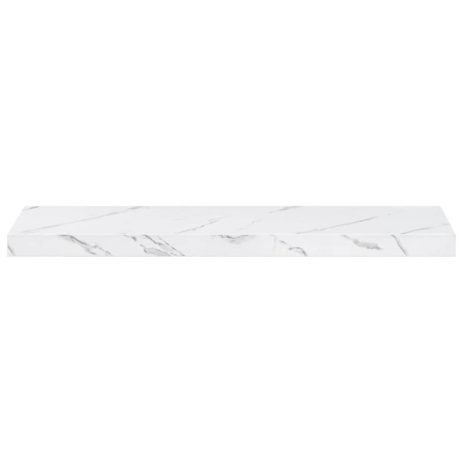 Wandplank 2 pcs Wit Marmer 80 x 23,5 x 4 cm Bewerkt hout