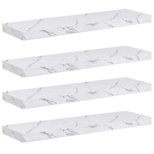 Wandplank 4 pcs Wit Marmer 80 x 23,5 x 4 cm Bewerkt hout