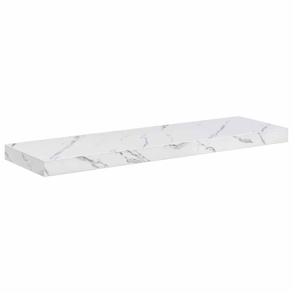 Wandplank 4 pcs Wit Marmer 80 x 23,5 x 4 cm Bewerkt hout