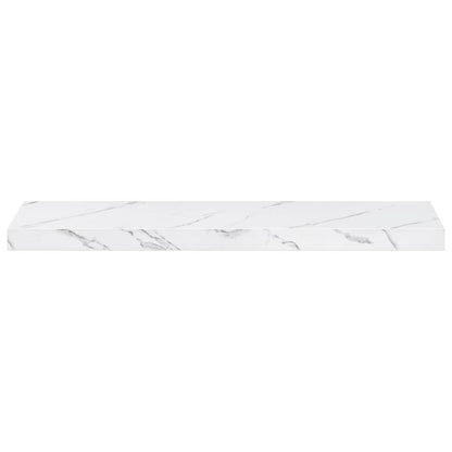 Wandplank 4 pcs Wit Marmer 80 x 23,5 x 4 cm Bewerkt hout