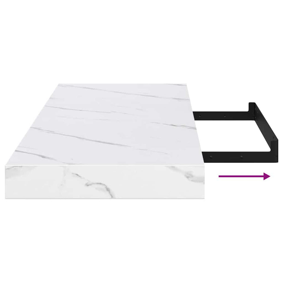Wandplank Muurmontage Wit Marmer 90 x 23,5 x 4 cm Bewerkt hout