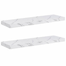 Wandplank 2 pcs Wit Marmer 90 x 23,5 x 4 cm Bewerkt hout