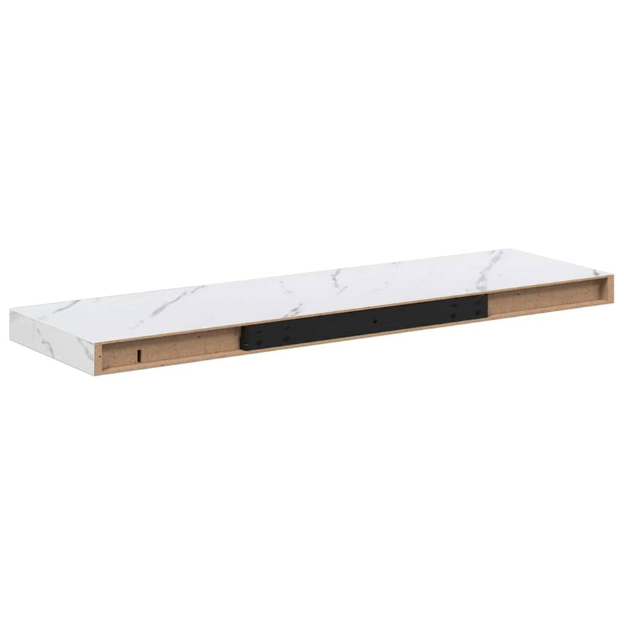Wandplank 4 pcs Wit Marmer 90 x 23,5 x 4 cm Bewerkt hout