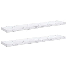 Wandplank 2 pcs Wit Marmer 120 x 23,5 x 4 cm Bewerkt hout