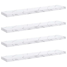 Wandplank 4 pcs Wit Marmer 120 x 23,5 x 4 cm Bewerkt hout