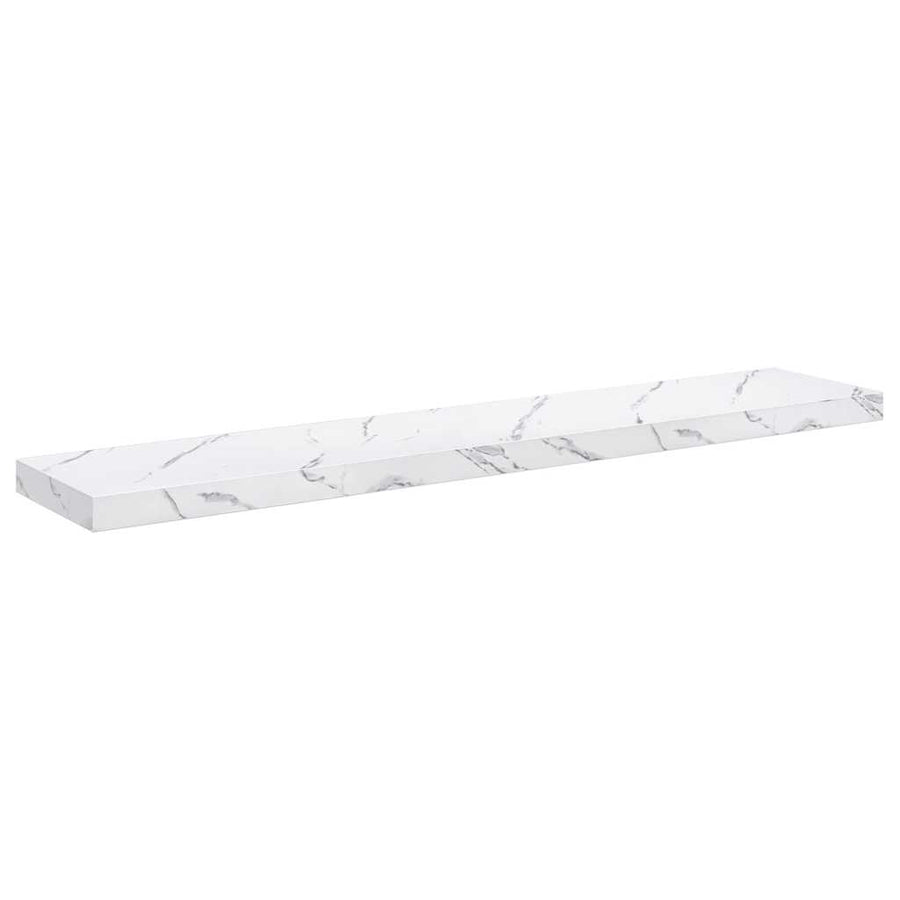 Wandplank 4 pcs Wit Marmer 120 x 23,5 x 4 cm Bewerkt hout