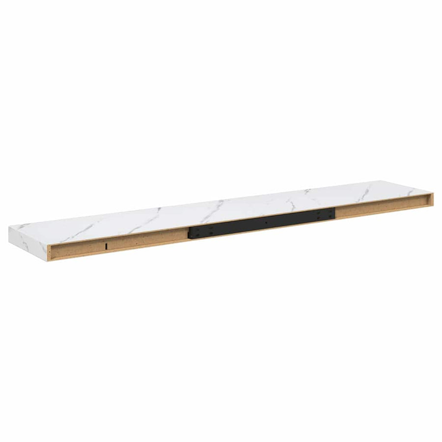 Wandplank 4 pcs Wit Marmer 120 x 23,5 x 4 cm Bewerkt hout