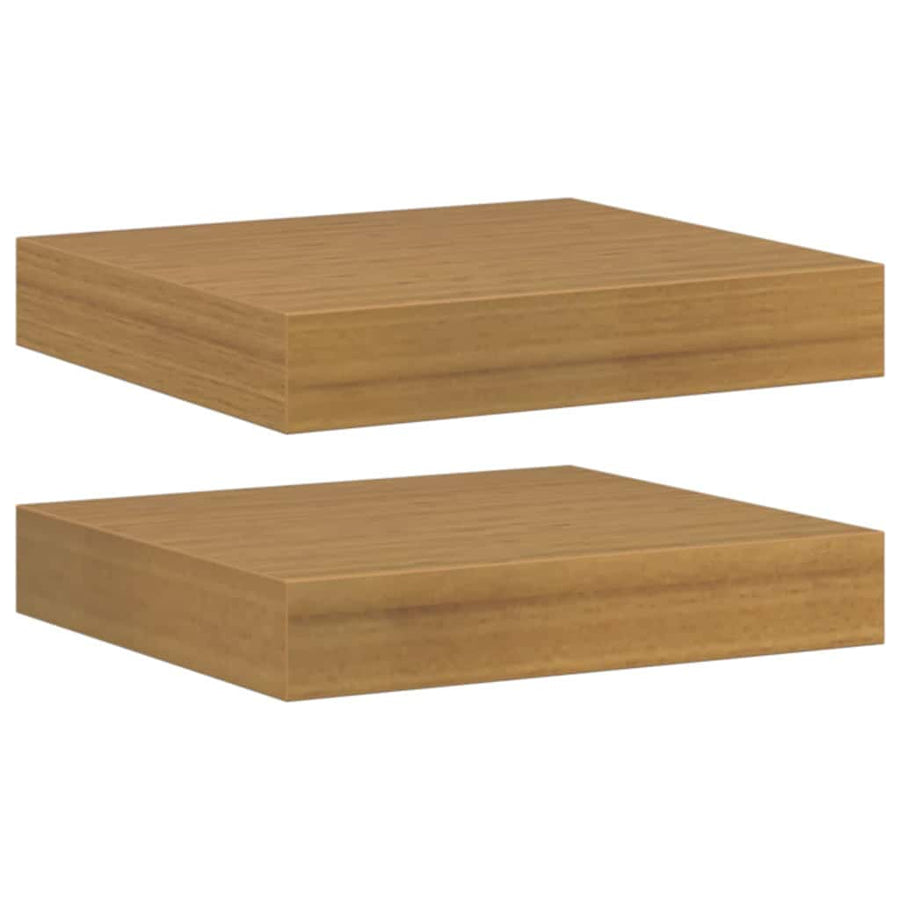 Wandplank met opslag 2 pcs Beige 23 x 23,5 x 4 cm Bewerkt hout