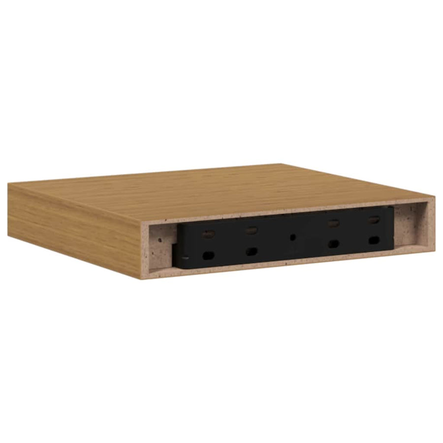 Wandplank met opslag 2 pcs Beige 23 x 23,5 x 4 cm Bewerkt hout