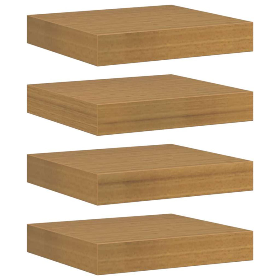 Wandplank met opslag 4 pcs Beige 23 x 23,5 x 4 cm Bewerkt hout