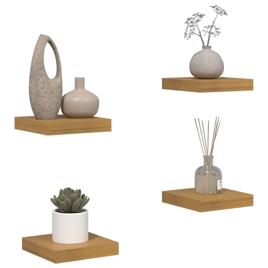 Wandplank met opslag 4 pcs Beige 23 x 23,5 x 4 cm Bewerkt hout