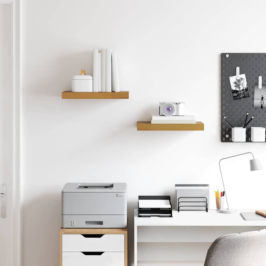 Wandplank met opslag 2 pcs Beige 40 x 23,5 x 4 cm Bewerkt hout