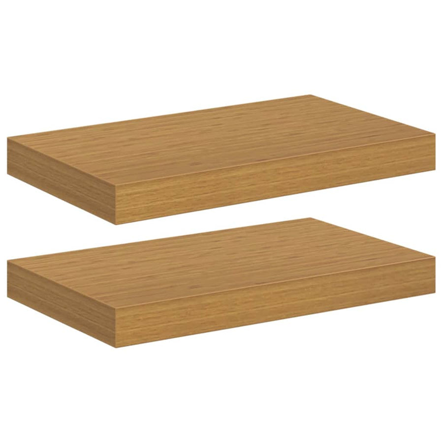 Wandplank met opslag 2 pcs Beige 40 x 23,5 x 4 cm Bewerkt hout