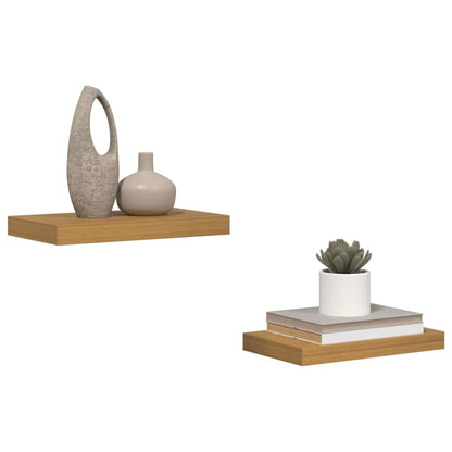 Wandplank met opslag 2 pcs Beige 40 x 23,5 x 4 cm Bewerkt hout