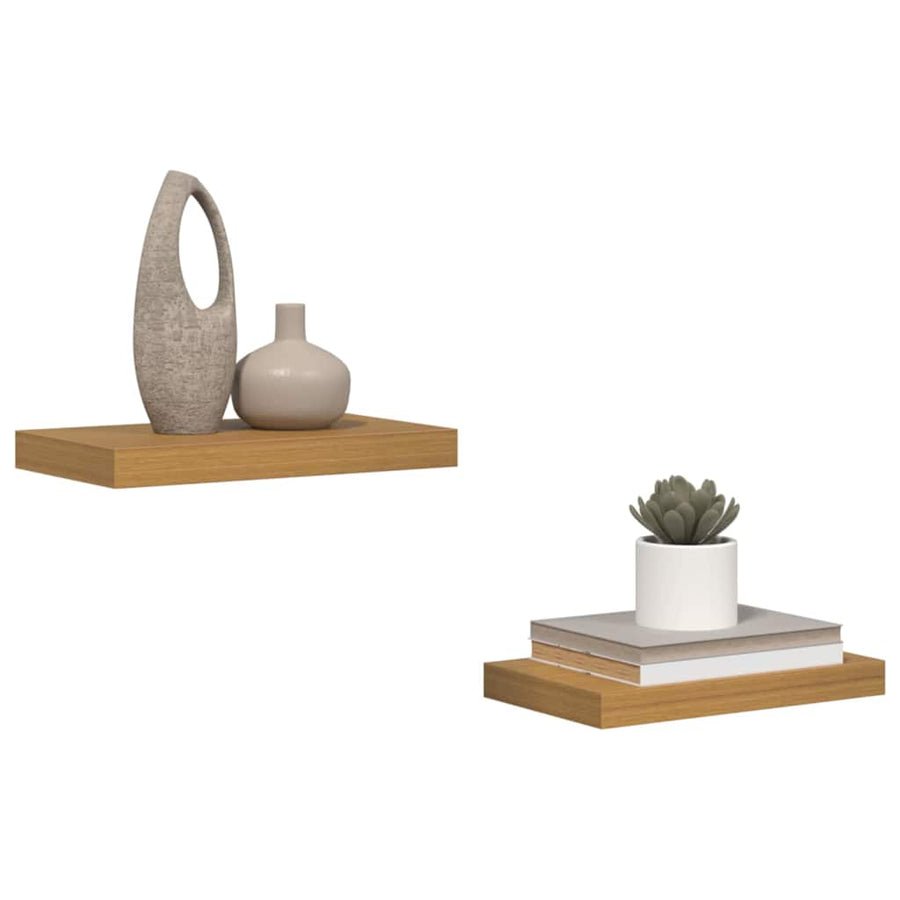 Wandplank met opslag 2 pcs Beige 40 x 23,5 x 4 cm Bewerkt hout