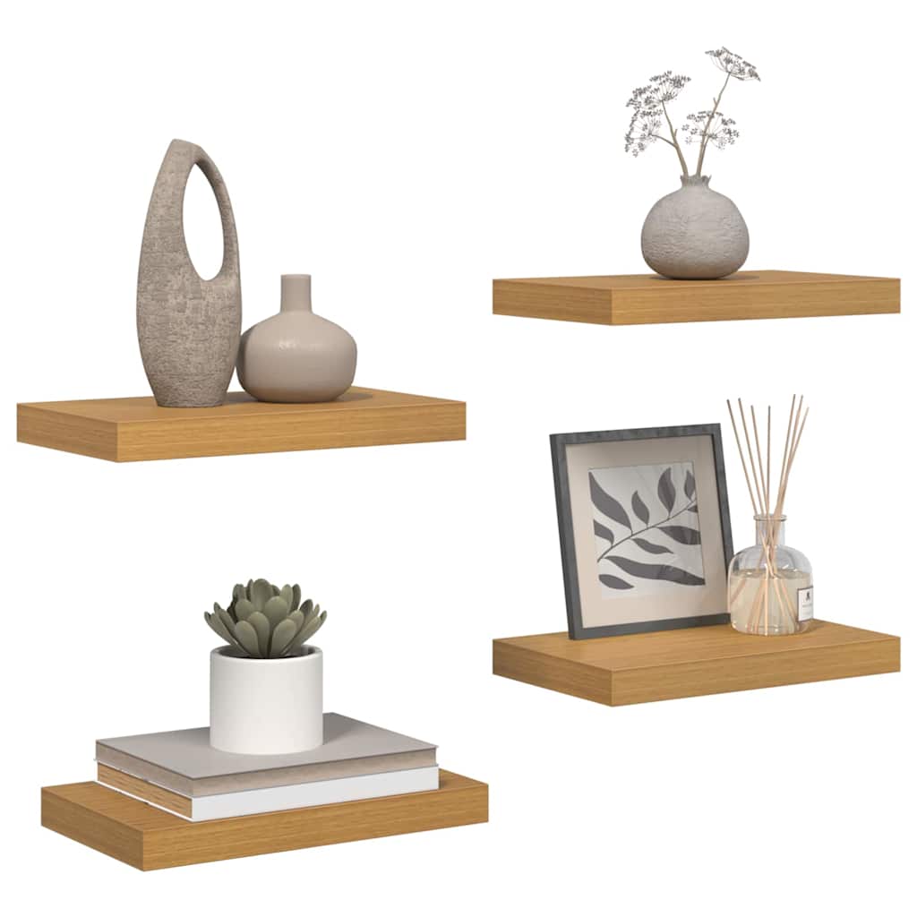 Wandplank met opslag 4 pcs Beige 40 x 23,5 x 4 cm Bewerkt hout