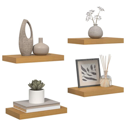 Wandplank met opslag 4 pcs Beige 40 x 23,5 x 4 cm Bewerkt hout