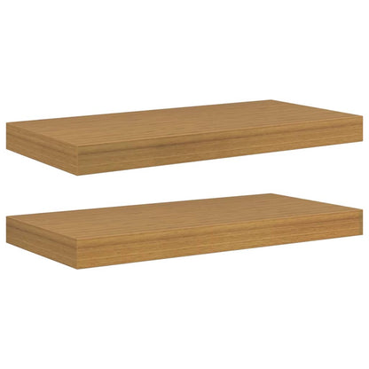 Wandplank met opslag 2 pcs Beige 50 x 23 x 4 cm Bewerkt hout