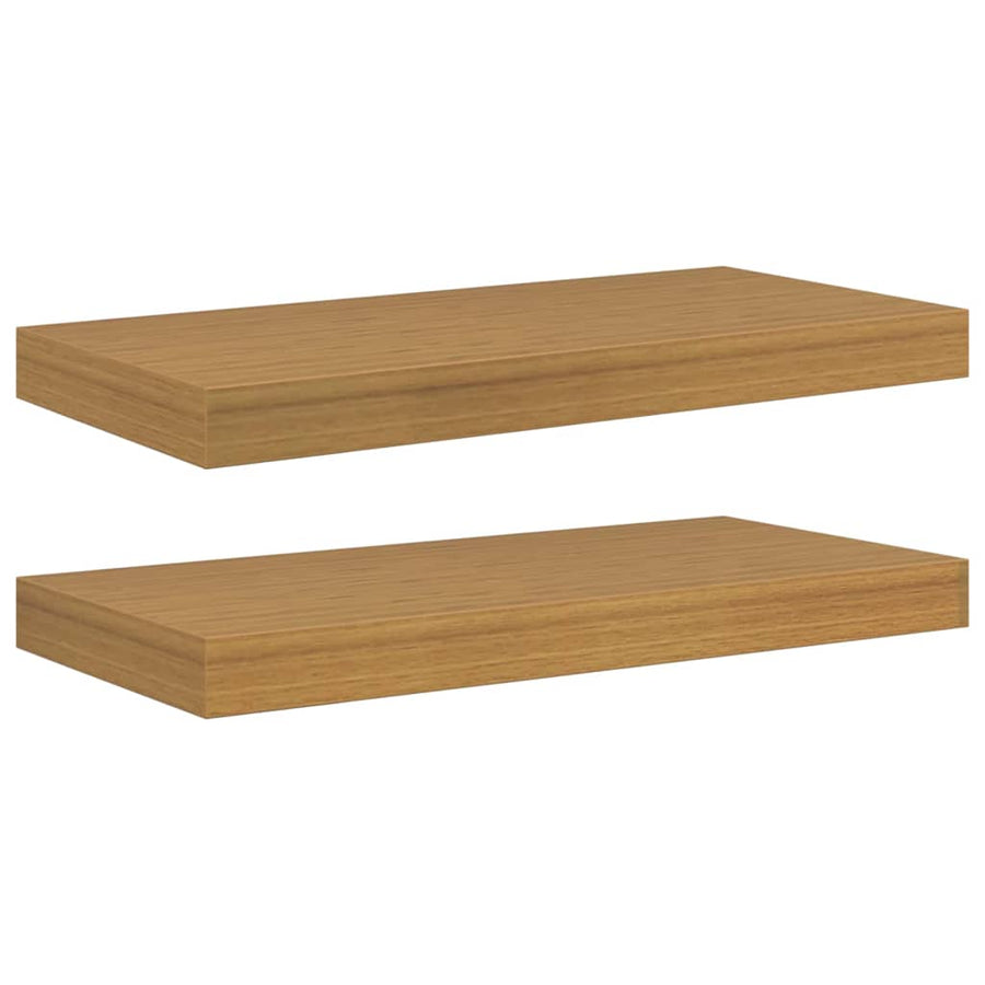 Wandplank met opslag 2 pcs Beige 50 x 23 x 4 cm Bewerkt hout
