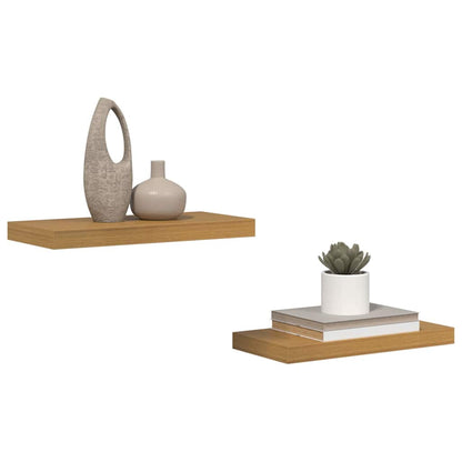 Wandplank met opslag 2 pcs Beige 50 x 23 x 4 cm Bewerkt hout