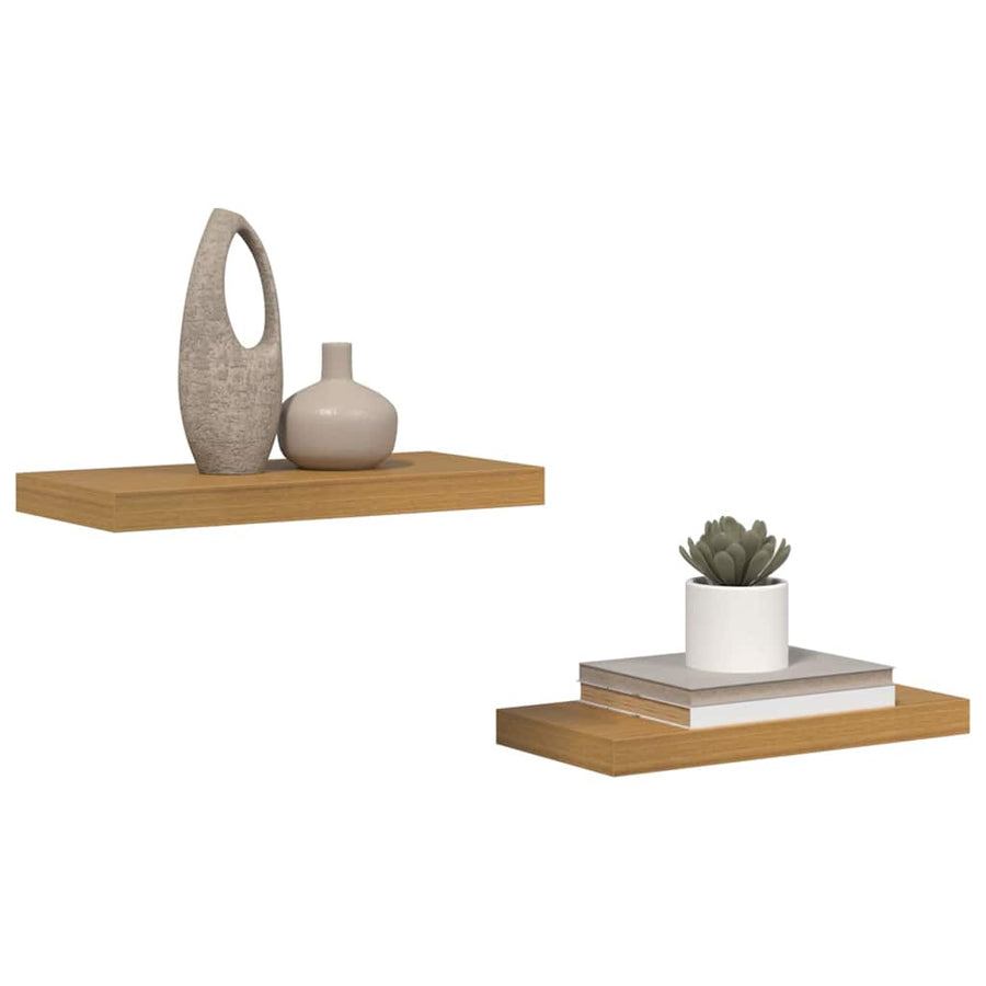 Wandplank met opslag 2 pcs Beige 50 x 23 x 4 cm Bewerkt hout