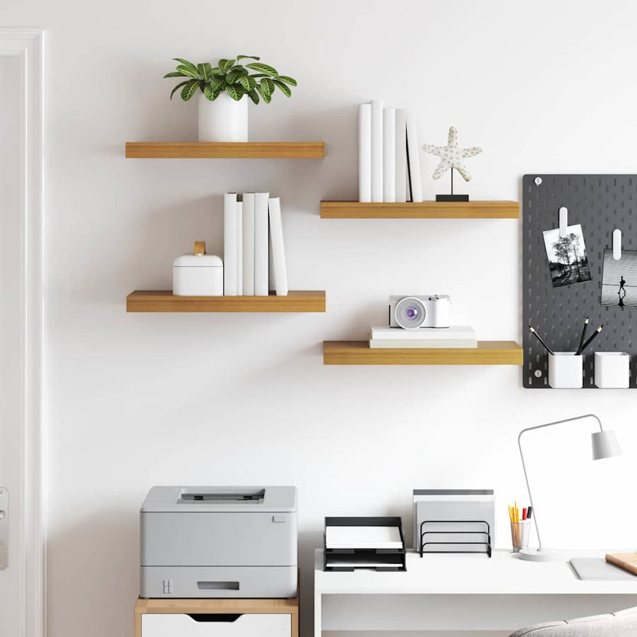 Wandplank met opslag 4 pcs Beige 50 x 23,5 x 4 cm Bewerkt hout