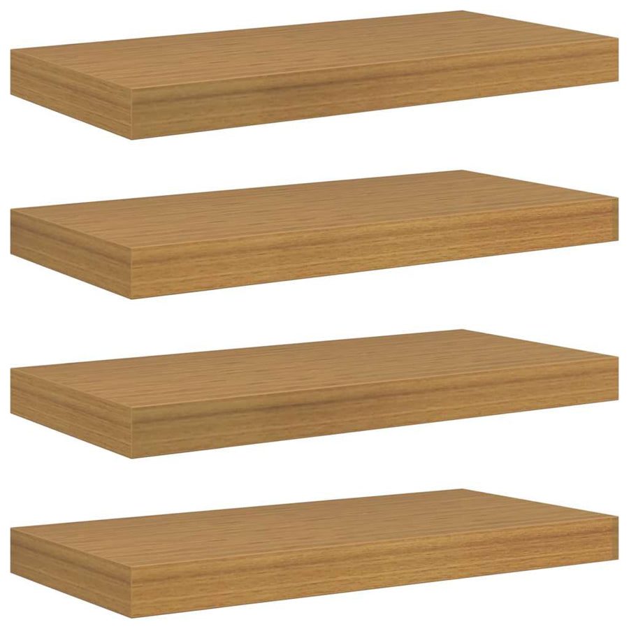 Wandplank met opslag 4 pcs Beige 50 x 23,5 x 4 cm Bewerkt hout