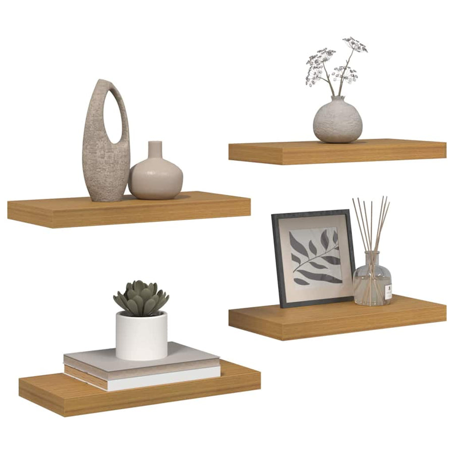 Wandplank met opslag 4 pcs Beige 50 x 23,5 x 4 cm Bewerkt hout