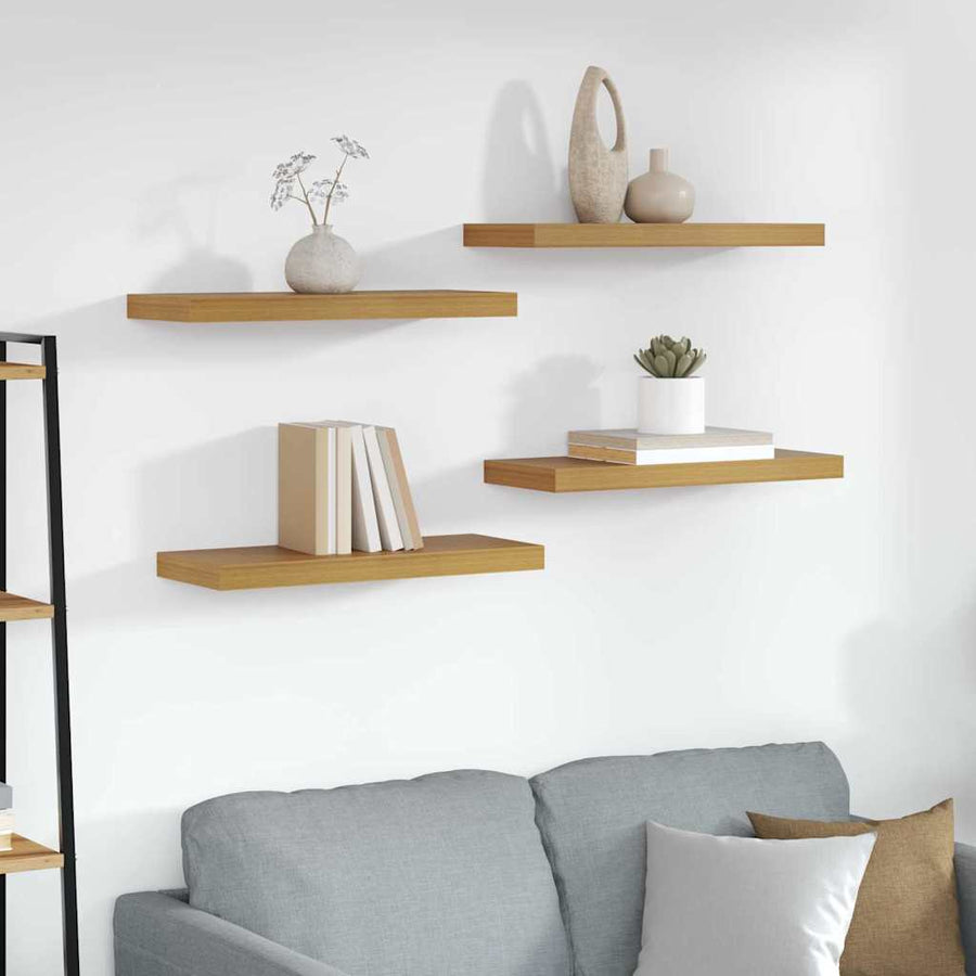 Wandplank met opslag 4 pcs Beige 50 x 23 x 4 cm Bewerkt hout